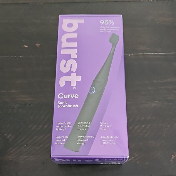 BURST Curve Sonic Toothbrush Rechargeable Travel Cap Black - Picture 1 of 5